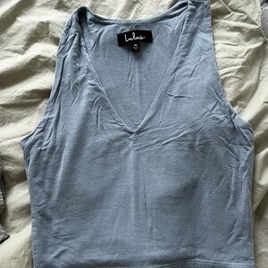Lulu's Soft Blue V-Neck Tank Top